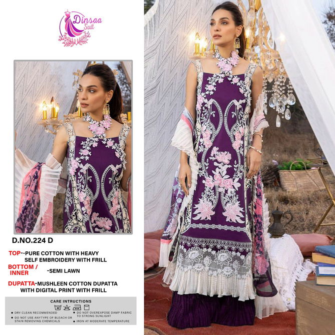 Dinsaa D 224 Cotton Pakistani Suits Catalog
